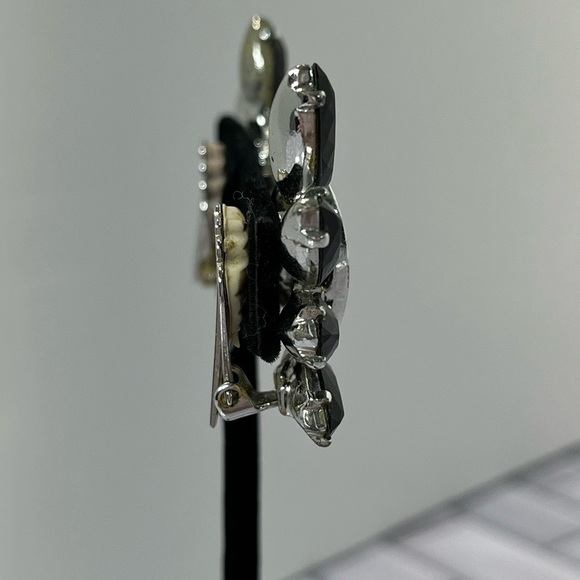 Vintage Sarah Coventry Womens Vienna Nights Black Rhinestone Clip On Earrings - Picture 5 of 8